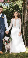 Long Sleeves Lace Wedding Dresses, Sexy A-line Wedding Dresses