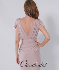 Lovely Sheath Shiny Jersey Long Bridesmaid Dresses, Bridesmaid Dresses