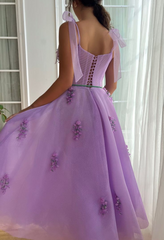 2025 Tulle Newest Long Prom Dresses, Appliques Elegant Girl Graduation Party Dresses