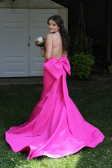 Hot Pink Newest Long Prom Dresses, Mermaid Wedding Bridesmaid Dresses, Fashion Bridal Gowns
