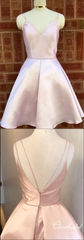 Lovely Pink Satin Short Prom Dresses, Homecoming Dresses