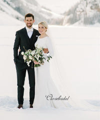 Long Sleeves Lace Wedding Dresses, Simple Popular Bridal Gowns, Wedding Dresses
