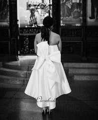 High Low Strapless Bridesmaid Dresses, Elegant Pink Bridesmaid Dresses