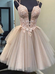 Lace Tulle Homecoming Dresses, Short Prom Dresses, Popular Homecoming Dresses