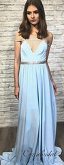 Light Blue Sexy Prom Dresses, Unique Design Prom Dresses, Cheap Prom Dresses