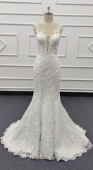 Illusion Lace Wedding Dresses, 2 Pieces Wedding Dresses, Gorgeous Wedding Dresses, Bridal Gown