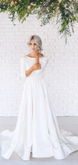 Long Sleeves Jersey Simple Design Wedding Dresses