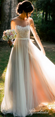 Illusion Lace Top Tulle A-line Wedding Dresses