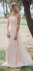 Lovely Pale Pink Tulle Long Bridesmaid Dresses, Wedding Guest Dresses