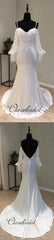 Long Sleeves Cheap Spaghetti Strap Mermaid Sexy Backless Wedding Dresses