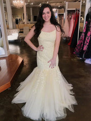 Mermaid Popular Lace Prom Dresses, Fancy Long Prom Dresses 2020