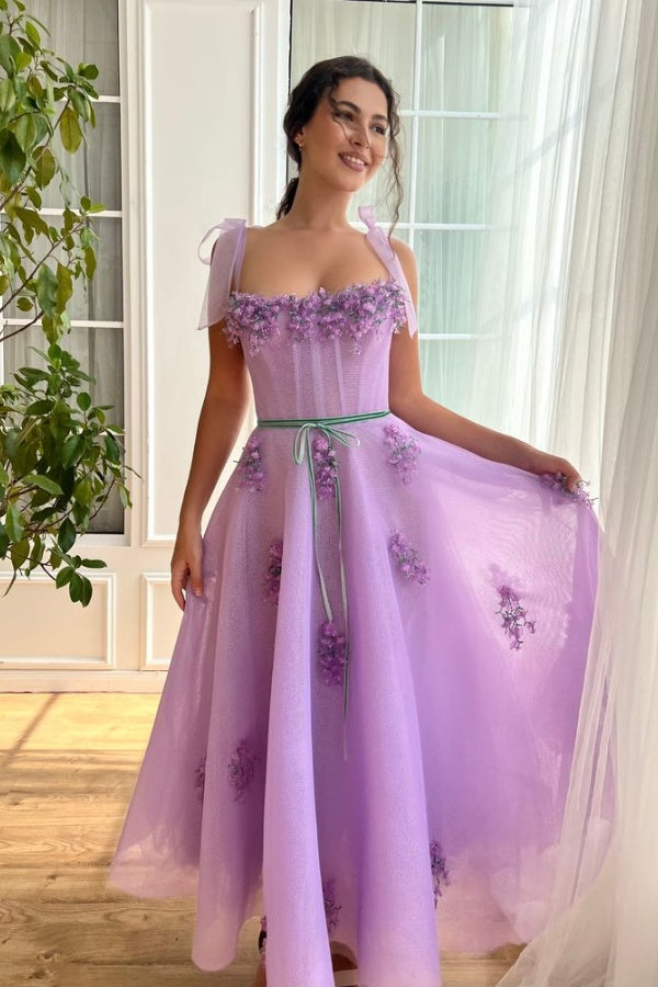 2025 Tulle Newest Long Prom Dresses, Appliques Elegant Girl Graduation Party Dresses