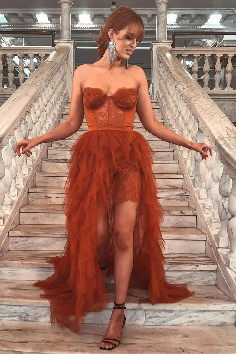 2025 Strapless Sweetheart Puffy Girl Party Dresses, Lace Tulle Newest Long Prom Dresses