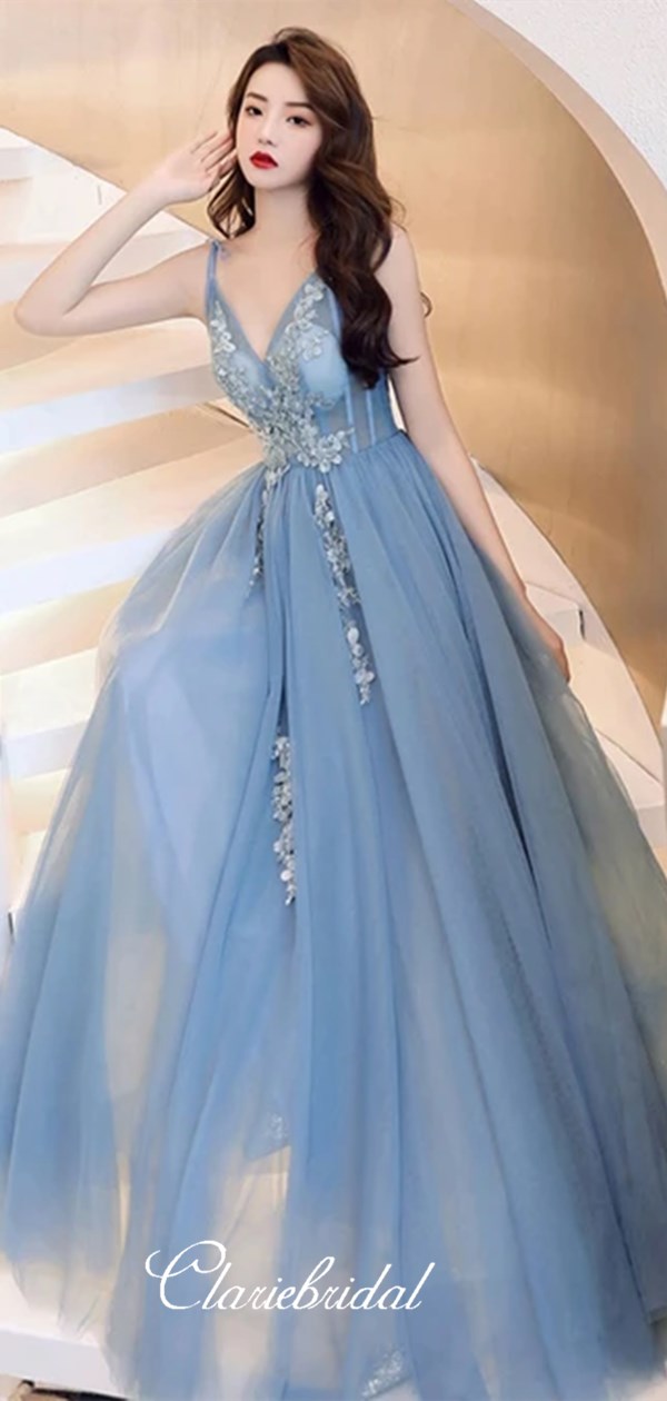 Elegant A-line Fancy Long Prom Dresses, Popular Lace Newest 2020 Prom Dresses