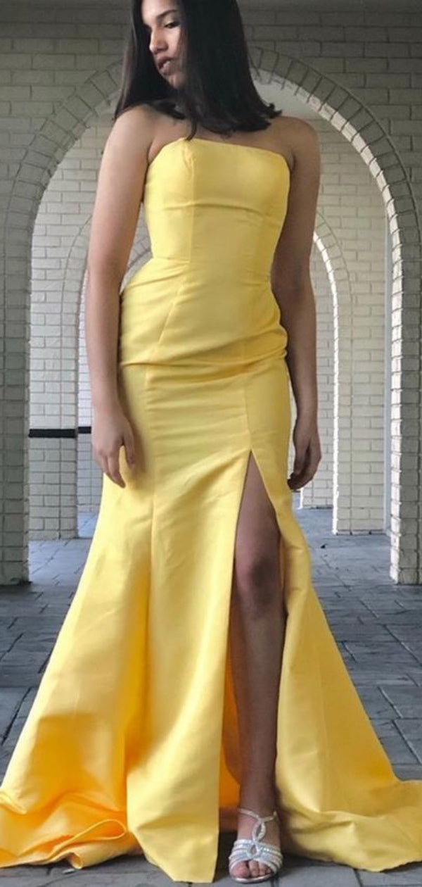 Mermaid Newest Prom Dresses, Popular Strapless Prom Dresses, Evening Party Dresses