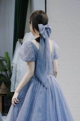Bubble Sleeves A-line Prom Dresses, Princess Newest Evening Party Dresses, Elegant 2022 Long Prom Dresses