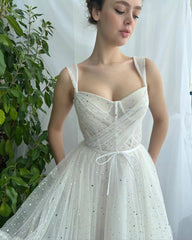 Lovely Gliter Ivory Prom Dresses, Corset Tea Length Prom Dresses, Princess Dresses, Party Dresses, 2022 Prom Dresses