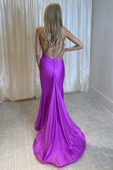 Halter Sexy Newest Long Prom Dresses, 2025 Mermaid Bridesmaid Dresses, Evening Party Dresses