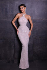 Halter Sequin Beaded Mermaid Long Prom Dresses, Shiny Evening Party Dresses, Newest 2025 Prom Dresses