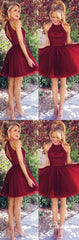 Lovely Beaded Top Tulle Skirt Short Prom Dresses, Open Back Homecoming Dresses