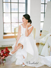 Newest Elegant Unique Wedding Dresses, Simple Design Stain Wedding Dresses Long