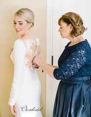 Long Sleeves Lace Wedding Dresses, Simple Popular Bridal Gowns, Wedding Dresses