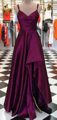 Long Slit Strap Prom Dresses, Cheap Prom Dresses, Party Evening Dresses