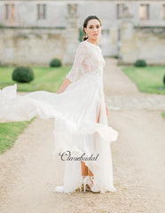 Long Sleeves Elegant Lace Wedding Dresses, Graceful Lace Bridal Gowns