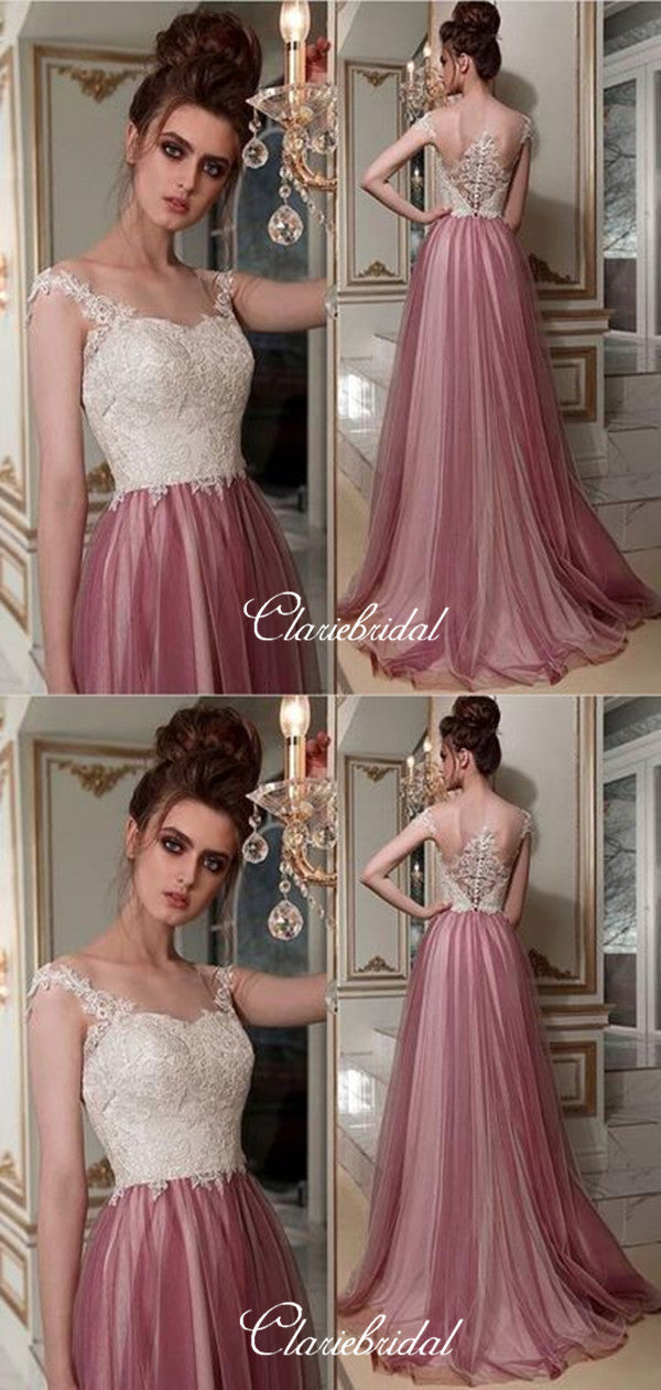 Lace Tulle Prom Dresses, Popular A-line Prom Dresses, Beauty Dresses