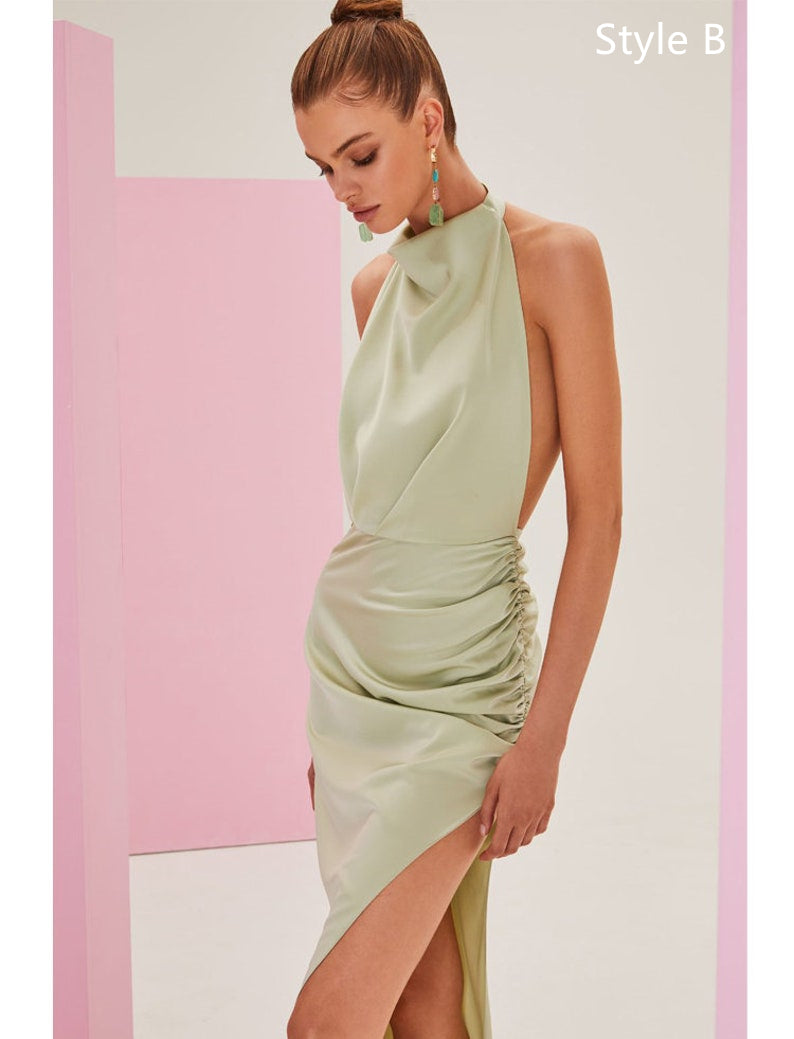 Mismatched Elastic Satin Bridesmaid Dresses, Popular 2022 Bridesmaid Dresses, Long Bridesmaid Dresses