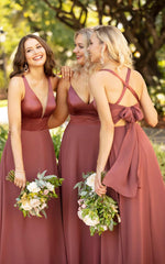 Mismatched Long Bridesmaid Dresses, Satin Top Chiffon Bridesmaid Dresses, Affordable 2022 Bridesmaid Dresses