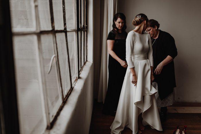 Long Sleeves Hi-low Jersey Wedding Dresses, Simple Design Bridal Gown