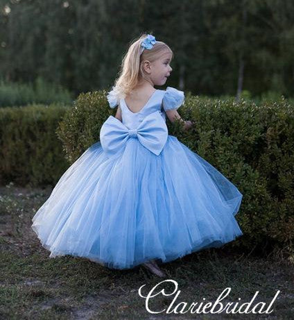 Lovely Satin Tulle Flower Girl Dresses With Bow Knot