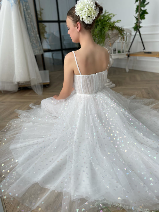 Ivory Hearty Prom Dresses, Spaghetti A-line Prom Dresses, Ankle Length Prom Dresses, 2022 Prom Dresses