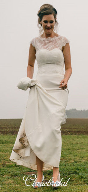 Long Mermaid Lace Top Country Wedding Dresses, Bridal Gown