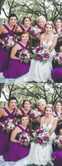 Long Purple Chiffon A-line Bridesmaid Dresses