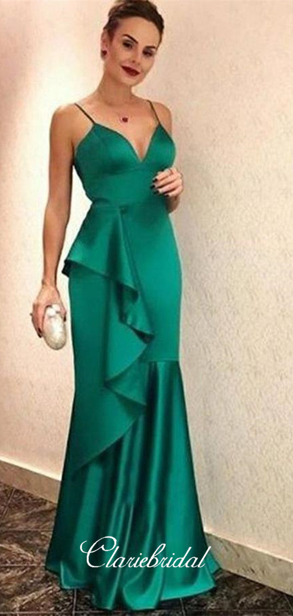 2019 Modest Strap Long Prom Dresses, Newest Cheap Prom Dresses